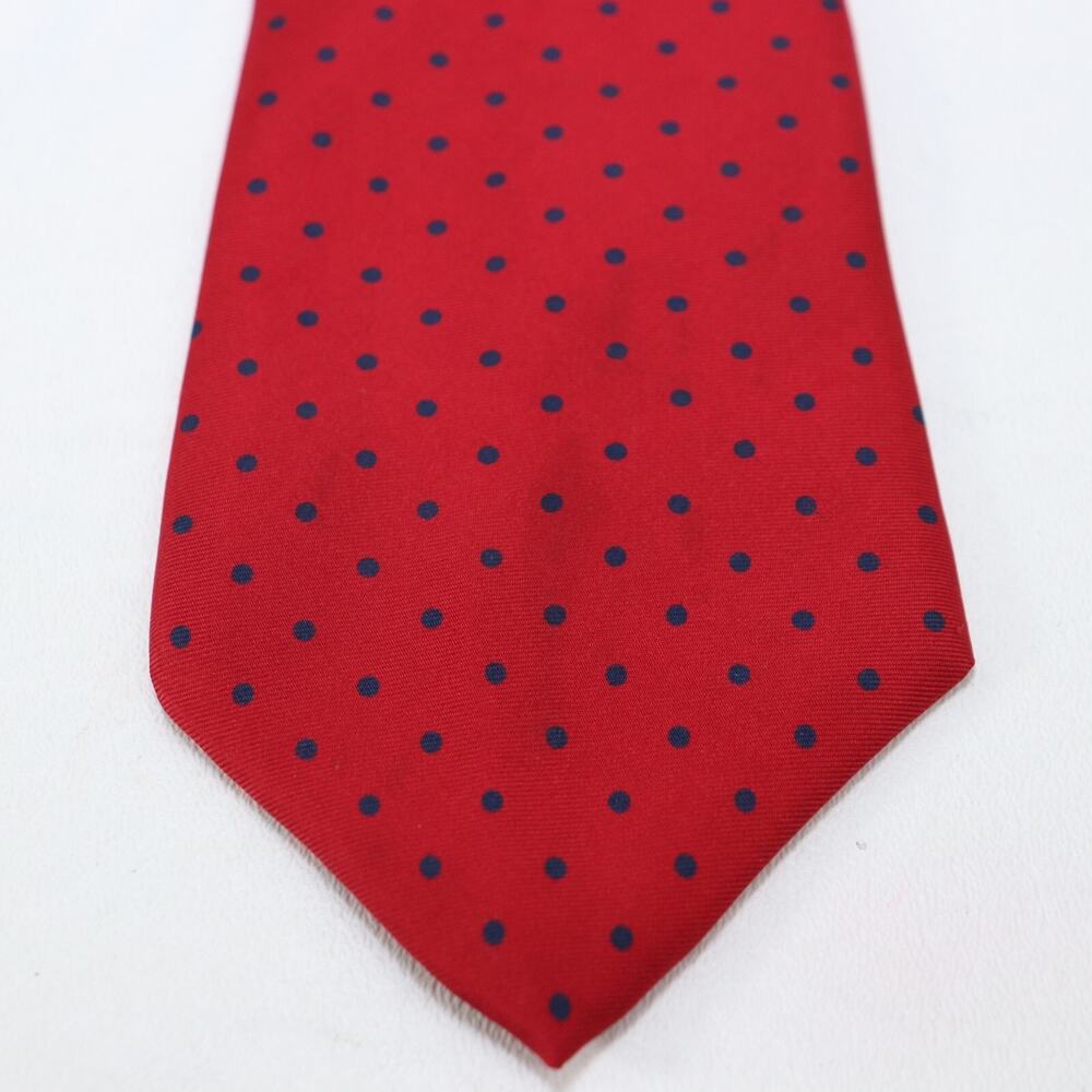 Vtg Bert Pulitzer Power Neck Tie Mens 58 in Silk Red Blue Micro Polka Dot Wide